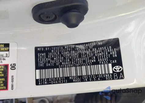 2017 Toyota Corolla Le z USA, uszkodzony, nr VIN 5YFBURHE7HP725517